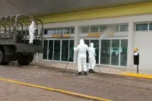 Descontaminação na área externa