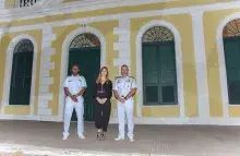 Da esquerda para direita: Capitão dos Portos, Capitão de Fragata Fábio Cândido; Superintendente do Iphan-MS, Maria Clara Scardini; e Chefe do Estado-Maior do Com6ºDN, Alexandre José Gomes Dória