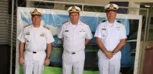 Contra-Almirante Carlos Eduardo Horta Arentz, Almirante de Esquadra (FN) Alexandre José Barreto de Mattos e Capitão de Fragata (IM) Paulo Lameira Ferreira da Silva 