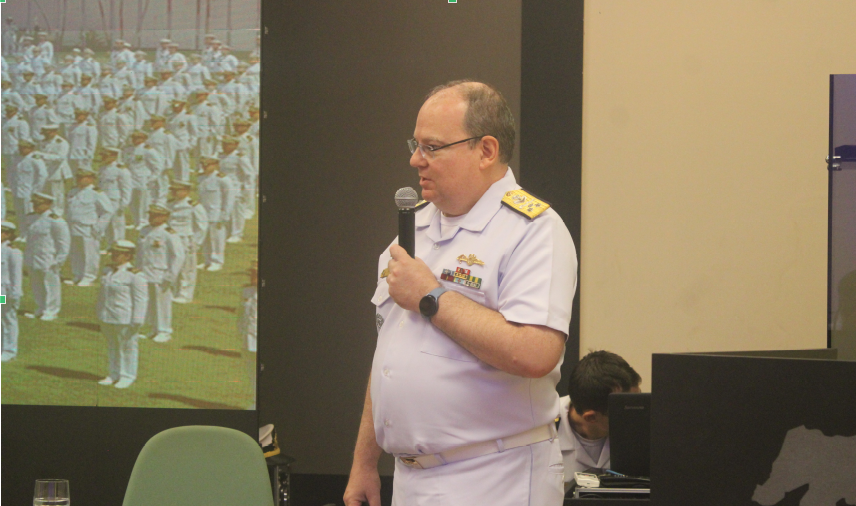 O Diretor de Saúde da Marinha, Vice-Almirante (Md) Marcos Carvalho de Araújo Moreira, na Aula Magna Inaugural