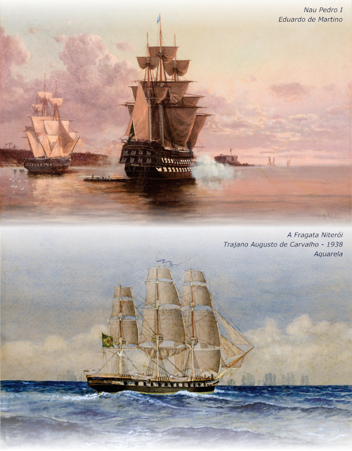 Óleo sobre tela de Eduardo de Martino ilustrando a Nau Pedro I