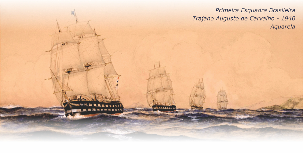 Aquarela de Trajano Augusto de Carvalho datada de 1940, ilutrando a Primeira Esquadra Brasileira