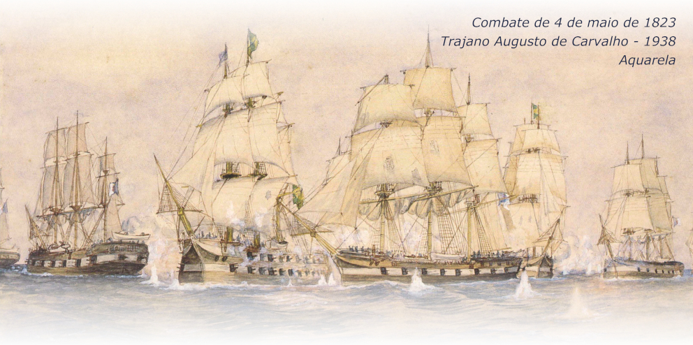 Aquarela de Trajano Augusto de Carvalho datada de 1938, ilustrando o Combate de 04 de maio de 1823