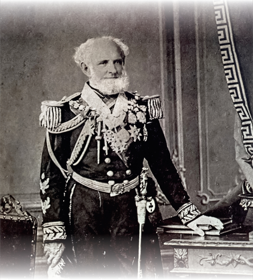 Foto do Almirante Tamamdaré em Preto e braco